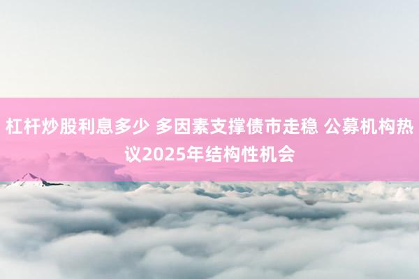 杠杆炒股利息多少 多因素支撑债市走稳 公募机构热议2025年结构性机会