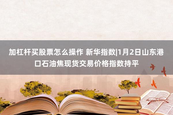 加杠杆买股票怎么操作 新华指数|1月2日山东港口石油焦现货交易价格指数持平
