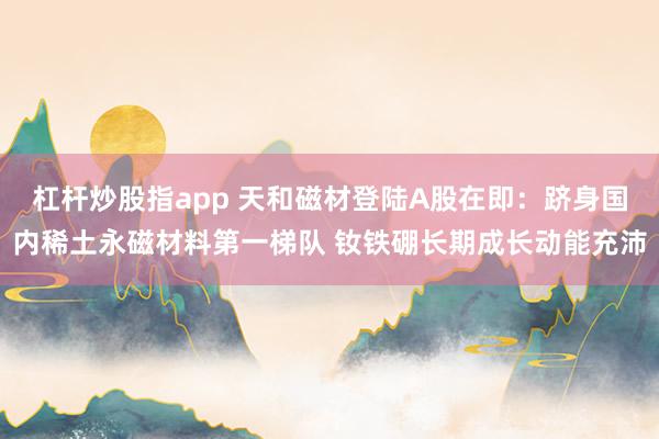 杠杆炒股指app 天和磁材登陆A股在即：跻身国内稀土永磁材料第一梯队 钕铁硼长期成长动能充沛