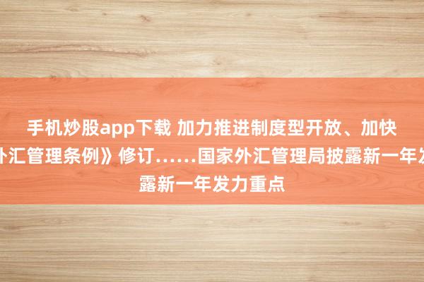 手机炒股app下载 加力推进制度型开放、加快推进《外汇管理条例》修订……国家外汇管理局披露新一年发力重点