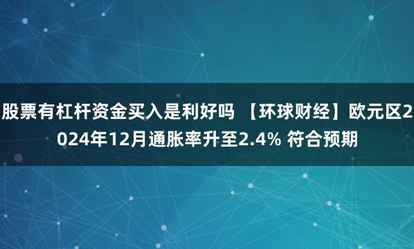 股票有杠杆资金买入是利好吗 【环球财经】欧元区2024年12月通胀率升至2.4% 符合预期