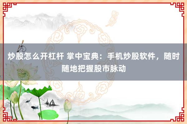 炒股怎么开杠杆 掌中宝典：手机炒股软件，随时随地把握股市脉动